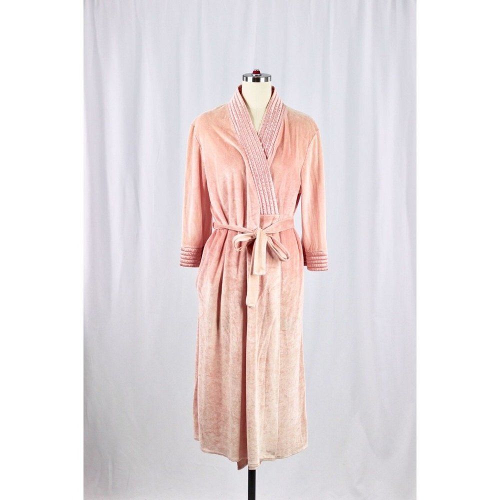 Vintage 1960's Pink Velvet Quilted Satin Robe Dressing Gown - Picture 1 of 13